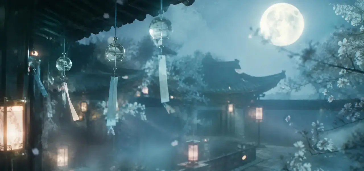 月光落进旧庭院 - 黄果AI短剧首屏背景